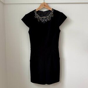 Ted Baker Evelin Black Embellished Neckline Romper Size 0